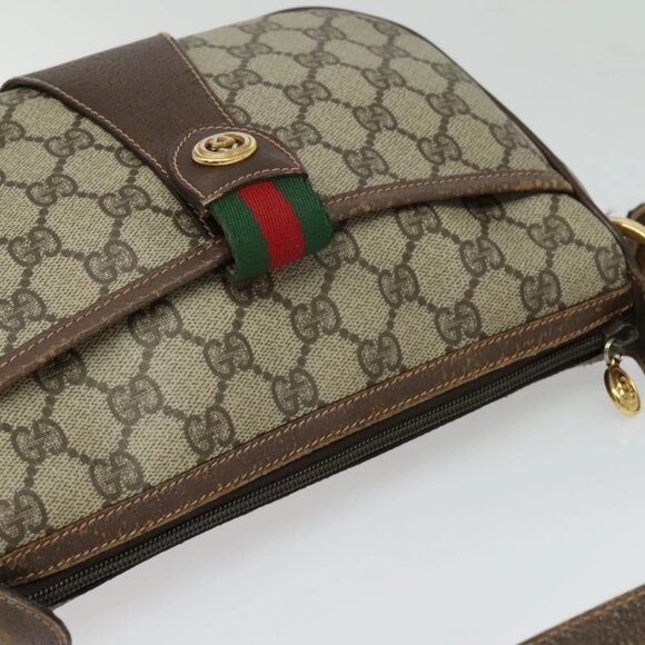 GUCCI GG Supreme Web Sherry Line Shoulder Bag PVC Beige 39 02 032 Auth ki5847 - Picture 7 of 16